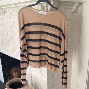 La Ligne Beige & Black Striped Knit Top